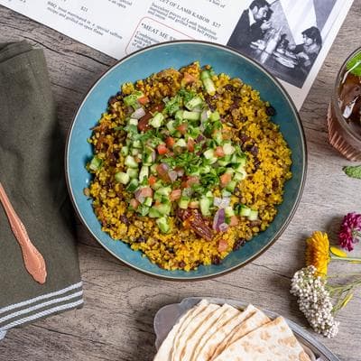 Persian stew served with basmati rice